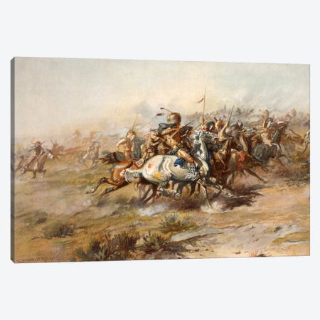 Custer Fight Canvas Print #CMR2} by Charles Marion Russell Canvas Print