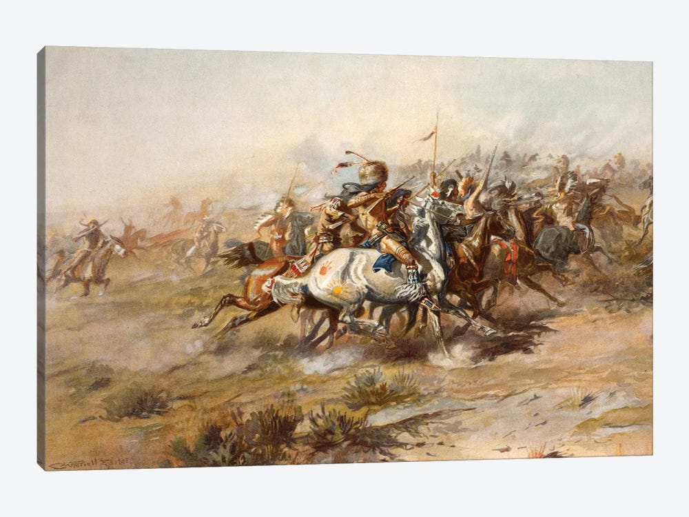 Custer Fight by Charles Marion Russell 1-piece Canvas Wall Art
