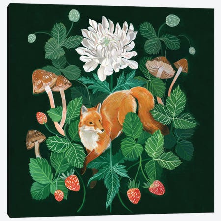 Strawberry Fox Canvas Print #CMT16} by Clara McAllister Canvas Artwork
