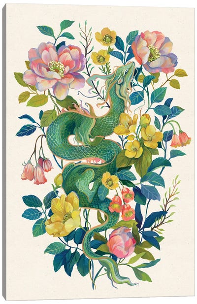 Floral Dragon Canvas Art Print - Clara McAllister