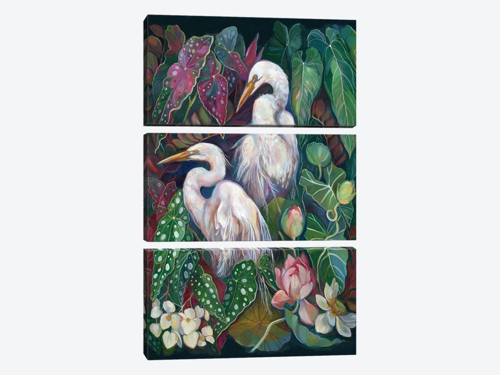 Egret Begonias by Clara McAllister 3-piece Canvas Print