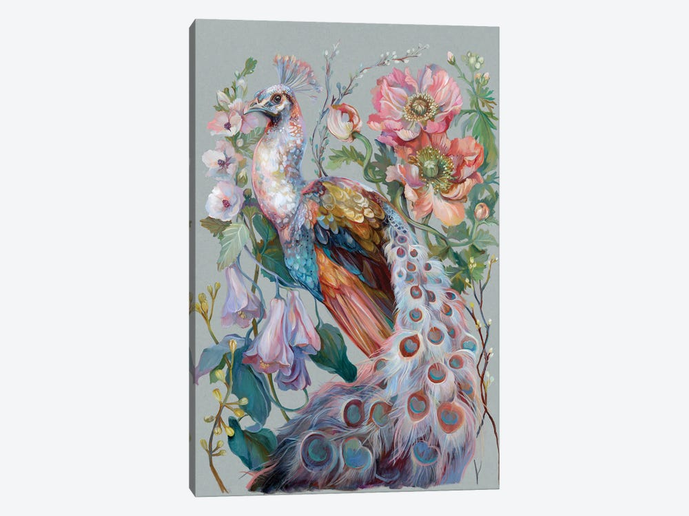 Floral Peacock by Clara McAllister 1-piece Canvas Print