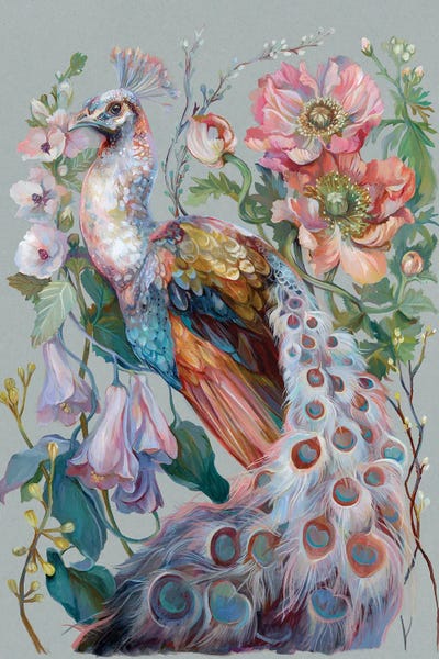 Peacocks: Floral Peacock by Clara McAllister