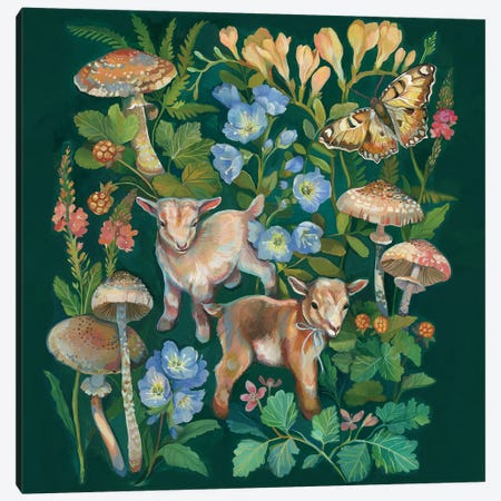 Goats Mushroom Garden Canvas Print #CMT42} by Clara McAllister Canvas Art