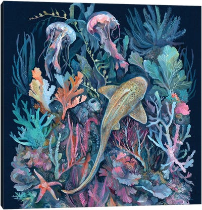 Corals Canvas Art Print - Blue Art