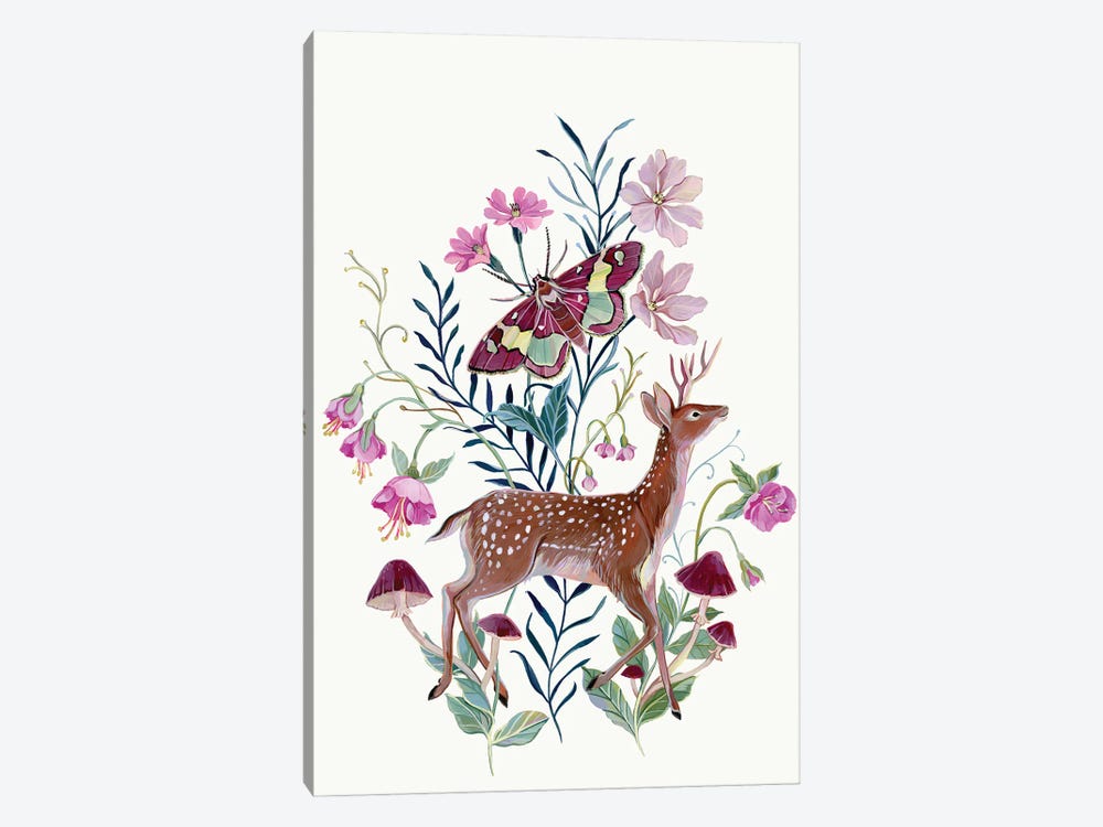 Floral Deer by Clara McAllister 1-piece Canvas Wall Art