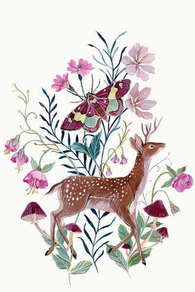 Moths: Floral Deer by Clara McAllister