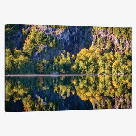 USA, New York State. Autumn reflections in Chapel Pond, Adirondack Mountains. Canvas Print #CMU1} by Chris Murray Canvas Artwork