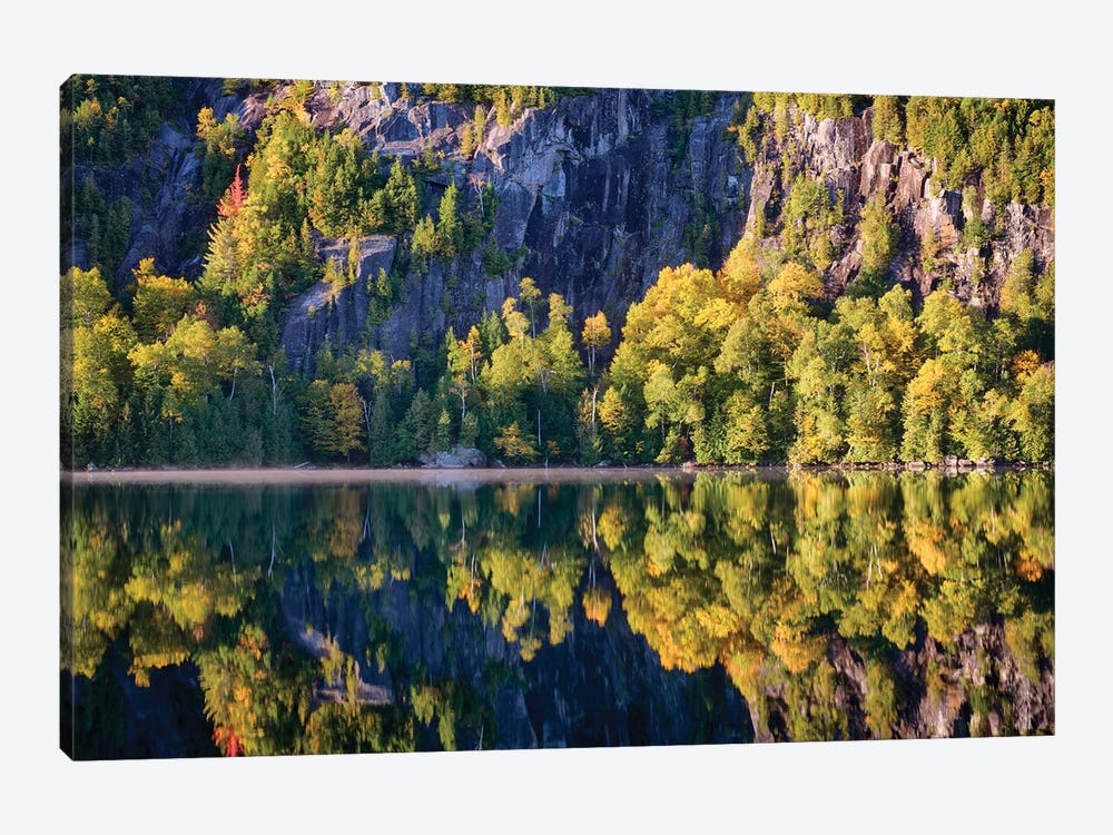 USA, New York State. Autumn reflections in Chapel Pond, Adirondack Mountains. by Chris Murray 1-piece Canvas Art