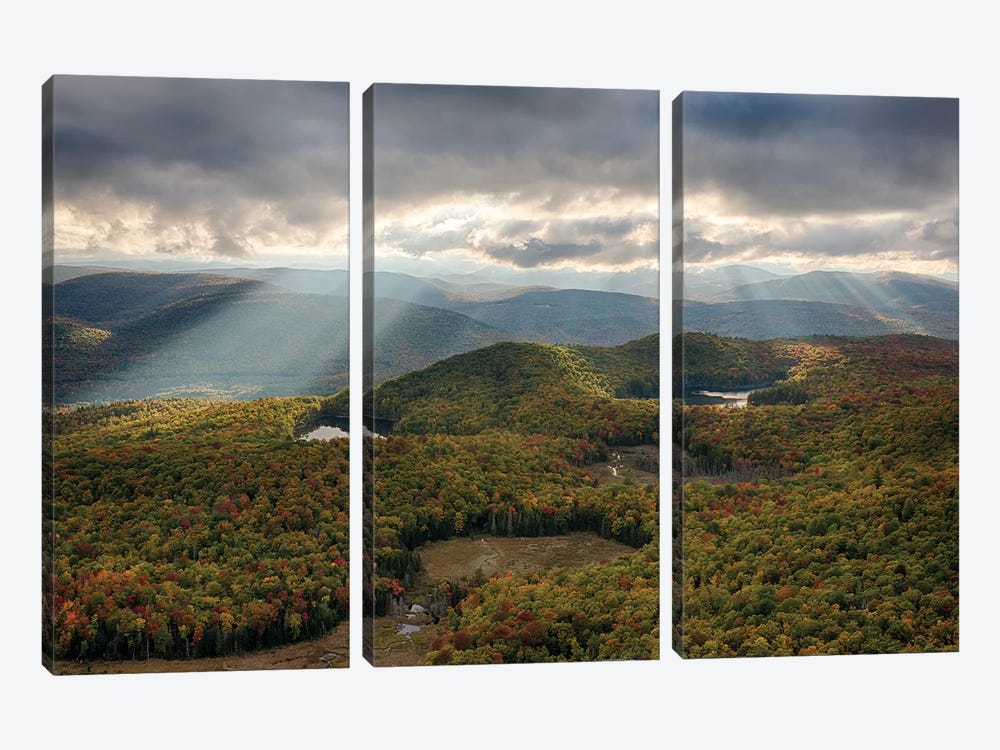 USA, New York State. Autumn sunrays in the mountains, Adirondack Mountains. by Chris Murray 3-piece Art Print