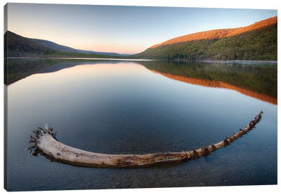 USA, New York State. Early spring morning on Labrador Pond. Canvas Art Print