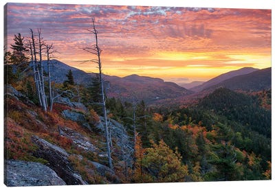 USA, New York State. Sunrise on Mount Baxter in autumn, Adirondack Mountains. Canvas Art Print - Sunrises & Sunsets Scenic Photography