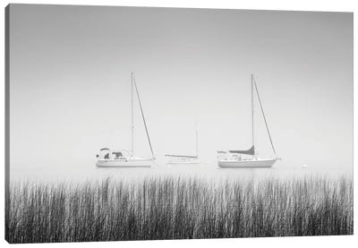 USA, New York State. Three sailboats, St. Lawrence River, Thousand Islands. Canvas Art Print