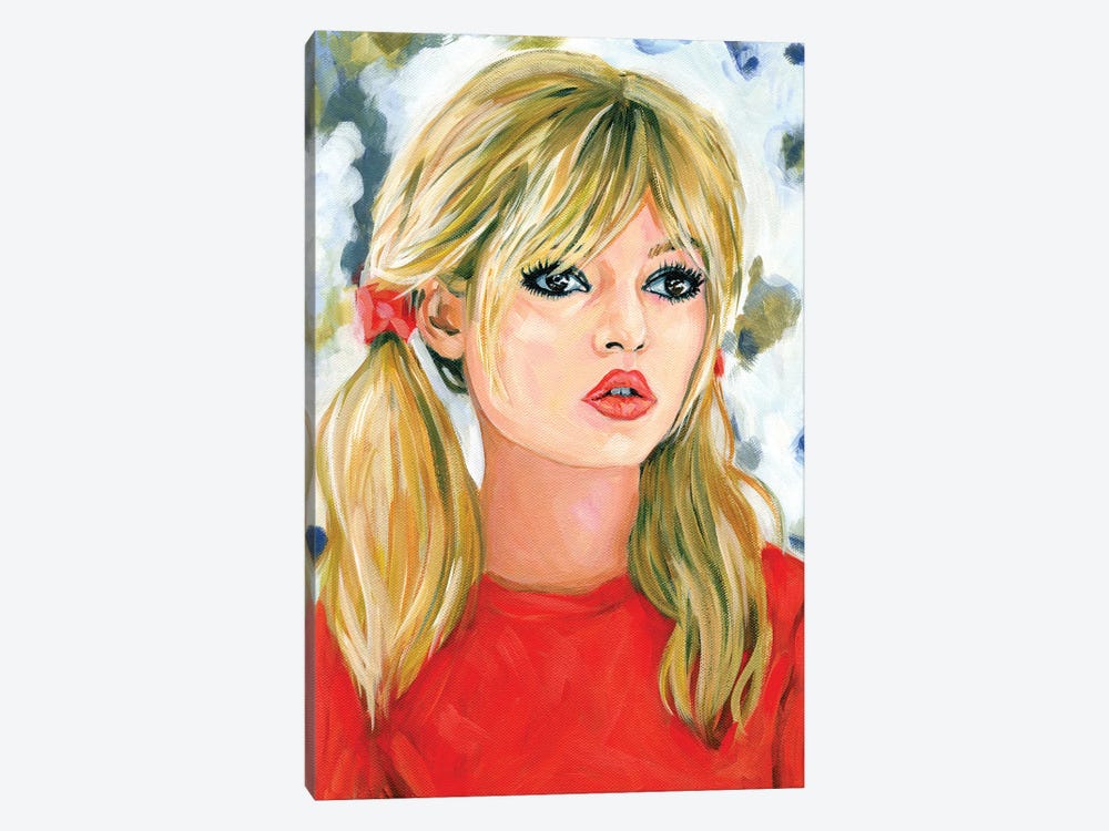 Brigitte Bardot In Pigtails by Cathi Mingus 1-piece Canvas Art Print