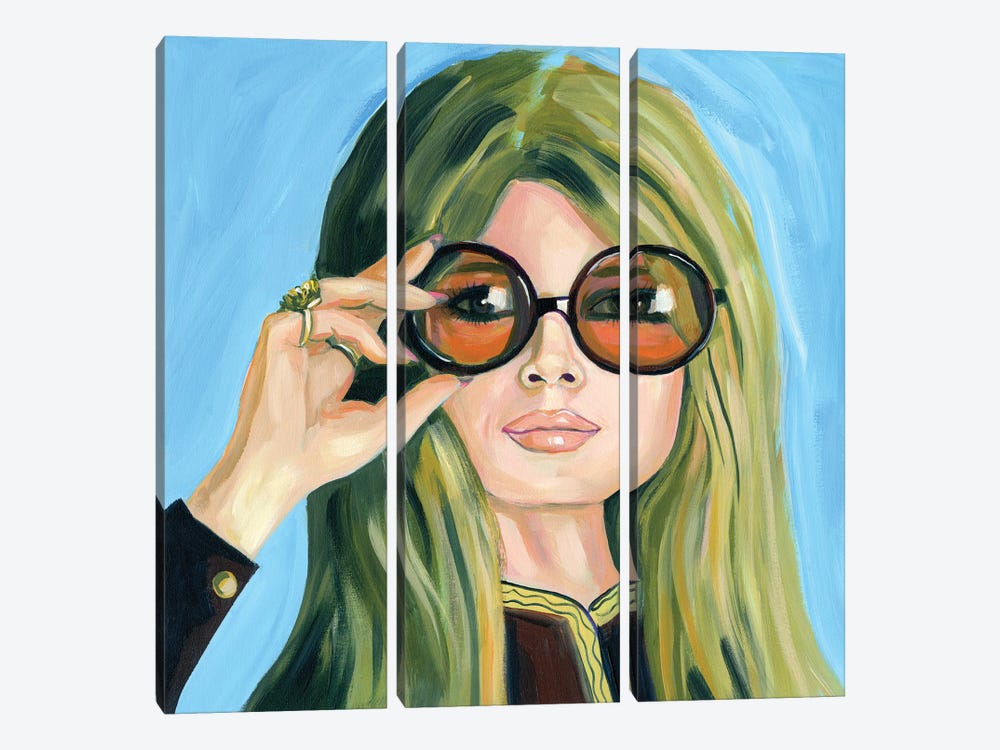 Brigitte Bardot With Sunglasses by Cathi Mingus 3-piece Canvas Art