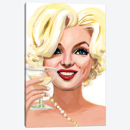 Marilyn With Champagne Canvas Print #CMX25} by Cathi Mingus Canvas Art Print