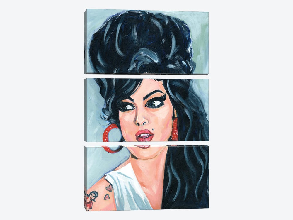 Amy Winehouse by Cathi Mingus 3-piece Canvas Art Print