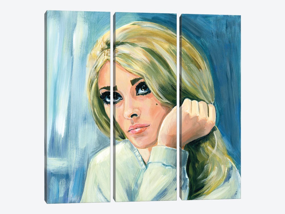 Sharon At The Window by Cathi Mingus 3-piece Canvas Print