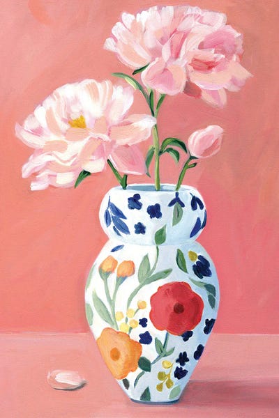 Cathi Mingus: Vase With Peonies Flowers by Cathi Mingus