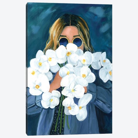 Girl With Orchids Canvas Print #CMX43} by Cathi Mingus Canvas Art