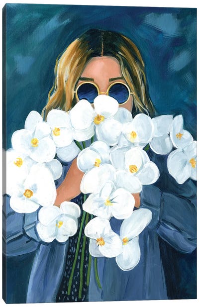 Girl With Orchids Canvas Art Print - Orchid Art