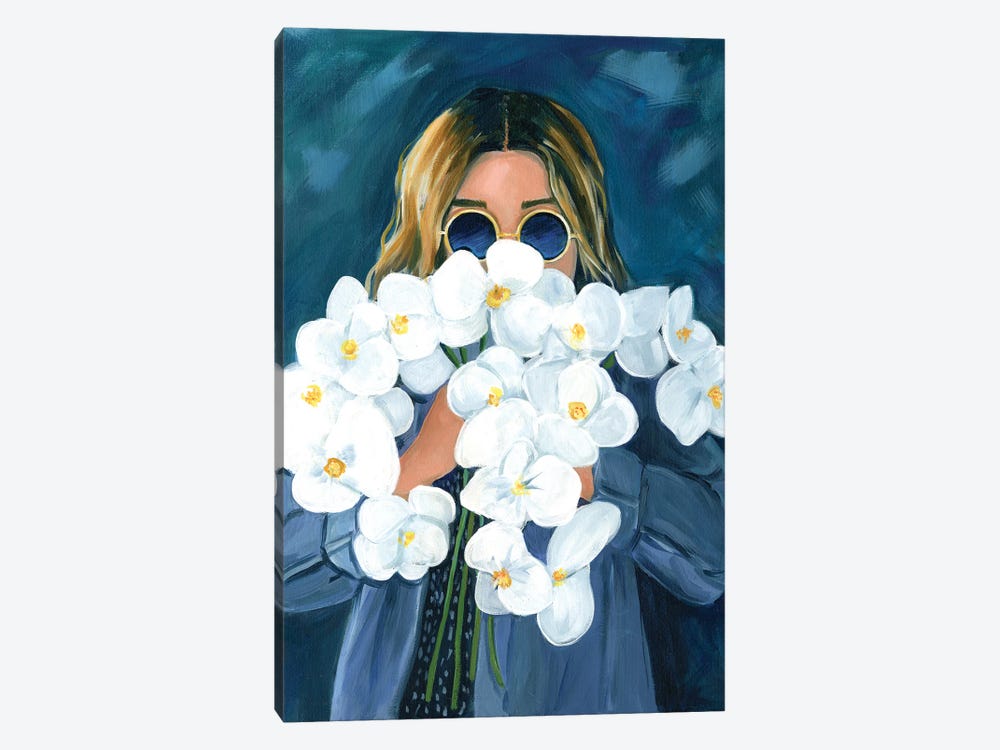 Girl With Orchids by Cathi Mingus 1-piece Canvas Art Print