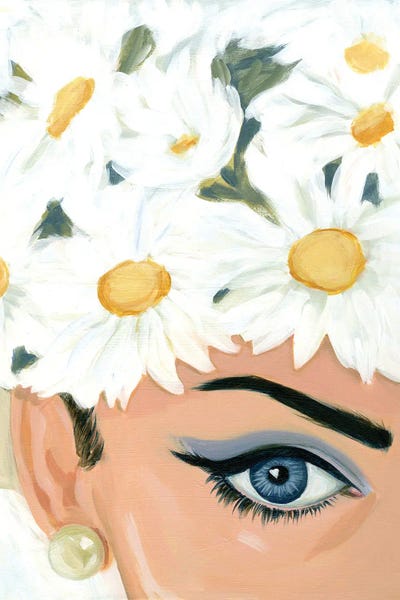 Girl With Flower Hat by Cathi Mingus framed wall art