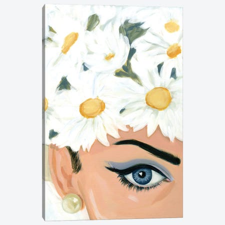 Girl With Flower Hat Canvas Print #CMX44} by Cathi Mingus Canvas Print