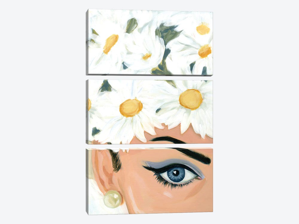 Girl With Flower Hat by Cathi Mingus 3-piece Canvas Art