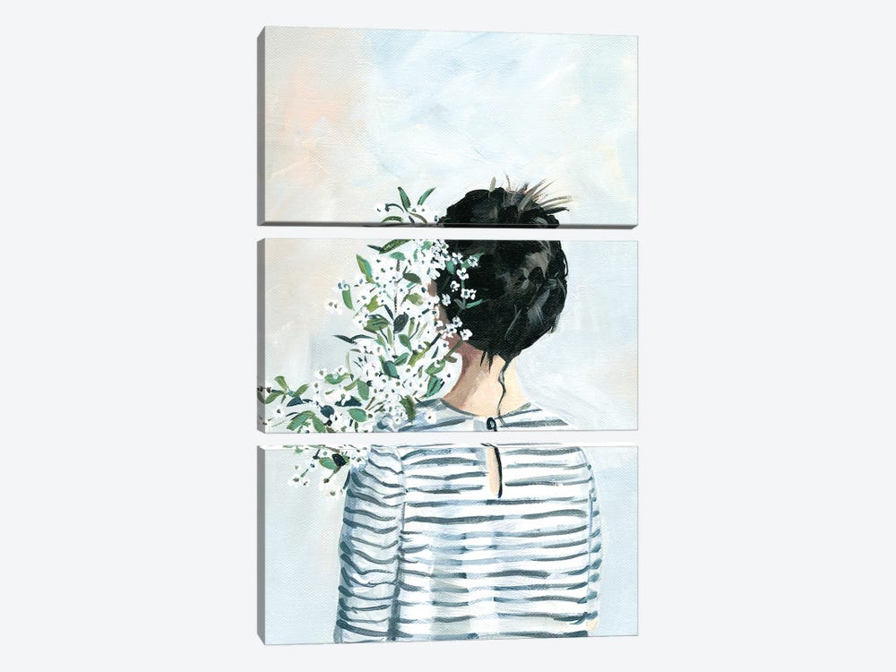 Girl With Bouquet by Cathi Mingus 3-piece Canvas Print
