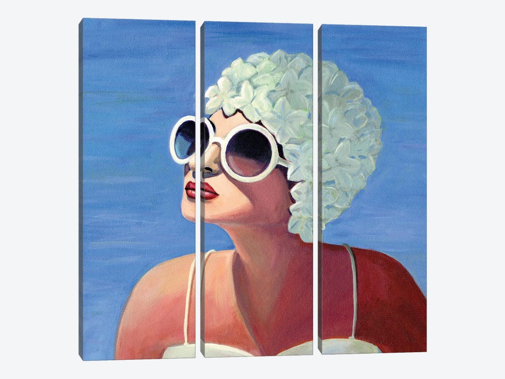Vivian Goes For A Dip by Cathi Mingus 3-piece Canvas Art Print