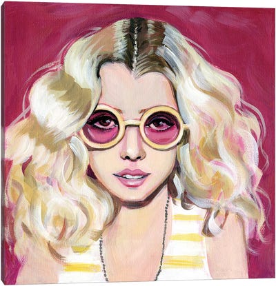 Seventies Girl With Sunglasses Canvas Art Print - Cathi Mingus