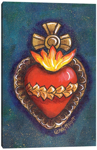 Sacred Heart Tin Canvas Art Print - Latin Décor