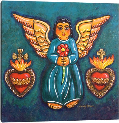 Sacred Hearts Angel Canvas Art Print - Latin Décor