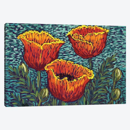Red Orange Poppies Canvas Print #CMY125} by Candy Mayer Canvas Art Print