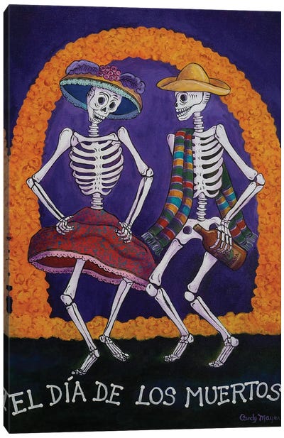 Dia De Los Muertos Canvas Art Print - Skeleton Art