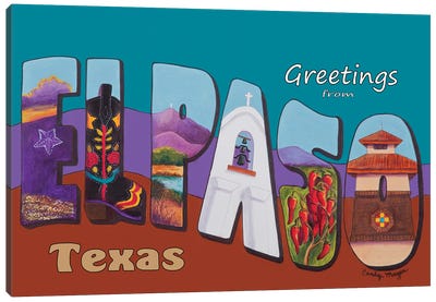 El Paso Postcard Canvas Art Print - Candy Mayer
