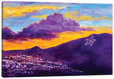 El Paso Star On The Mountain Canvas Art Print - Mountain Sunrise & Sunset Art