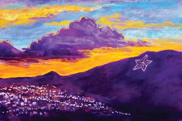 City Sunrises & Sunsets: El Paso Star On The Mountain by Candy Mayer