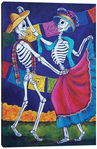 Bailando Canvas Art Print - Skeleton Art