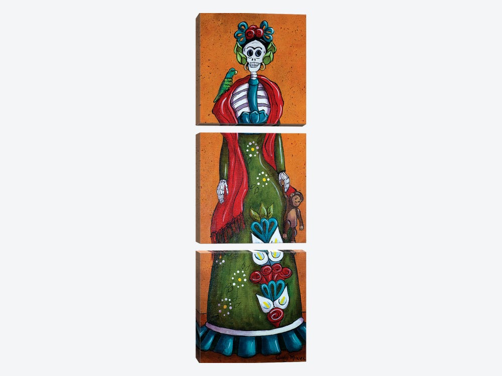 Frida With Monkey by Candy Mayer 3-piece Canvas Print