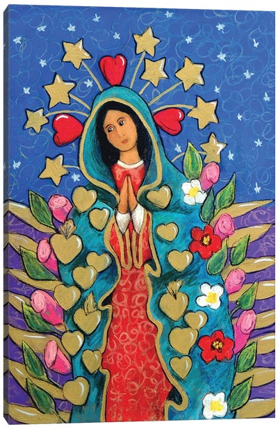 Guadalupe With Stars Canvas Art Print - Mexican Culture