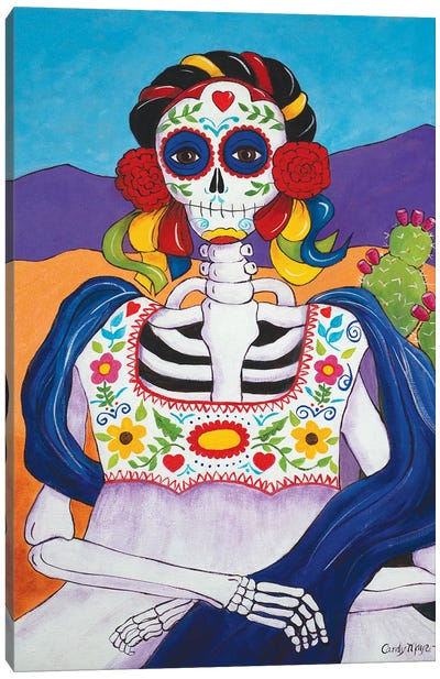 Mexican Mona Lisa Canvas Art Print - Skeleton Art