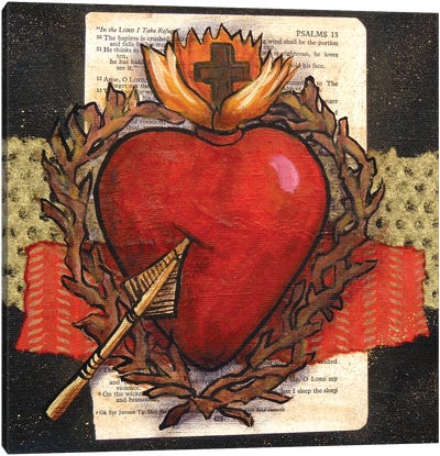 Sacred Heart With Arrow Canvas Art Print - Arrow Art