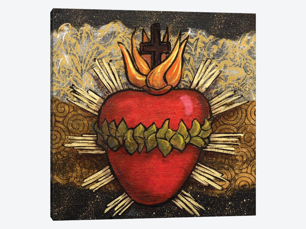 Sacred Heart With Leaves by Candy Mayer 1-piece Canvas Print