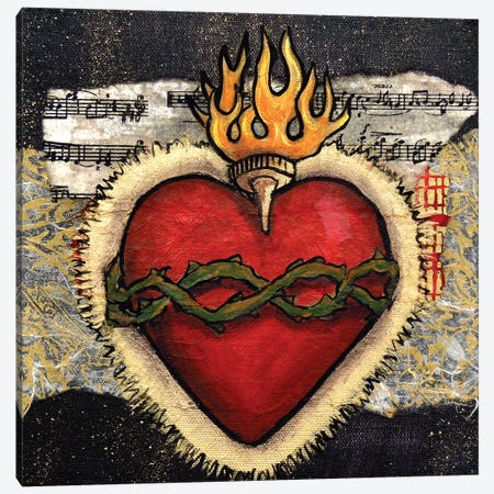 Sacred Heart With Thorns Canvas Print #CMY52} by Candy Mayer Canvas Artwork