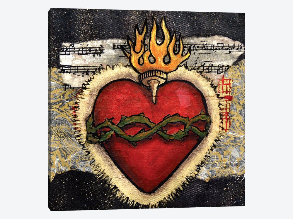 Sacred Heart With Thorns by Candy Mayer 1-piece Canvas Wall Art