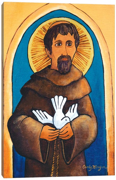 Saint Francis With Dove Canvas Art Print - Saint Art