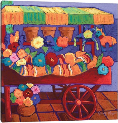 The Flower Cart Canvas Art Print - Latin Décor