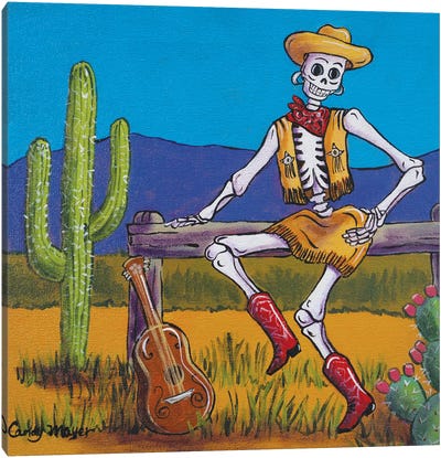 Western Cowgirl Canvas Art Print - Skeleton Art
